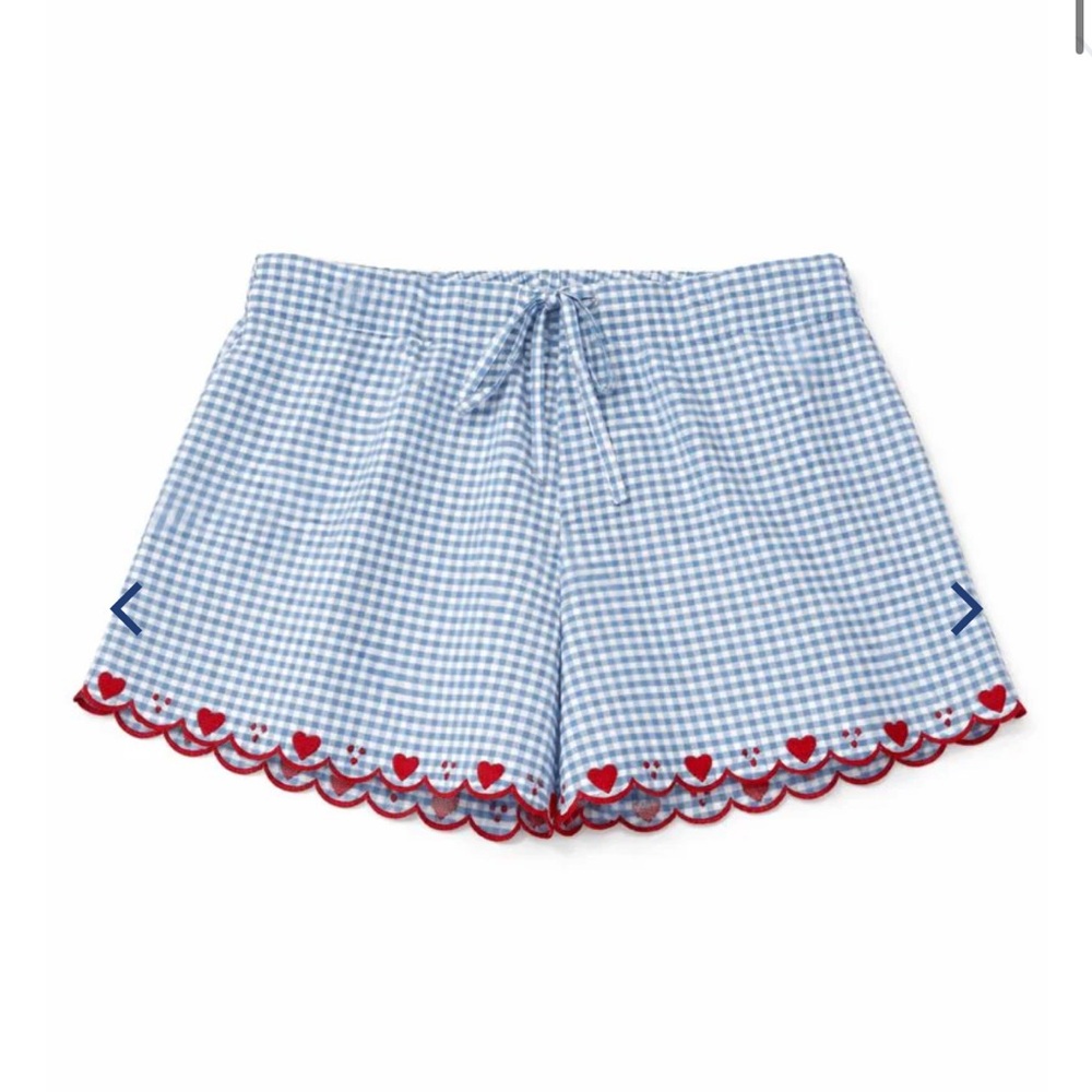 NWT Erica Wilson Blue Gingham Scallop Hem Shorts